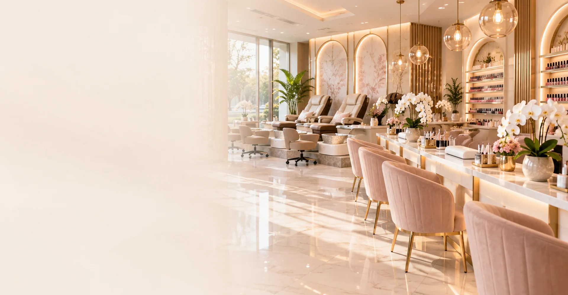 A calming nail salon interior